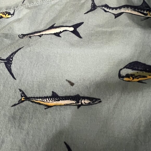 Columbia Men's Short Sleeve Button-Up Shirt With‎ Fish Print Light Blue XL - Picture 9 of 9